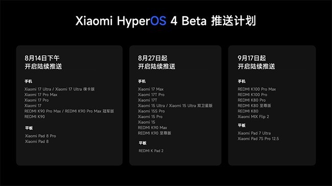 小米澎湃OS 4正式发布：HyperCore内核三大突破，8月14日起分三批推送Beta