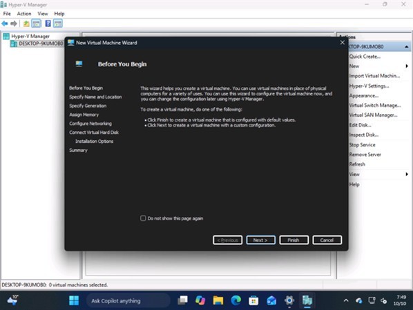 Windows 11的Hyper V管理器迎来深色适配：常用向导已就位